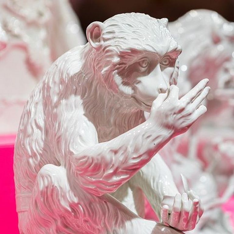 Affe aus der Tiermenagerie im Meissen Porzellan-Museum