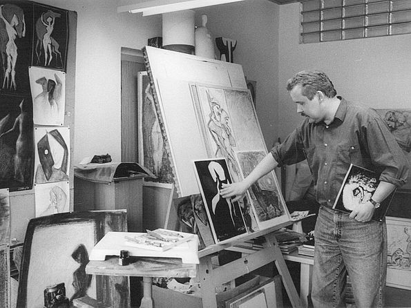 schwarz-weiß Foto von Joerg Danielczyk im Atelier 